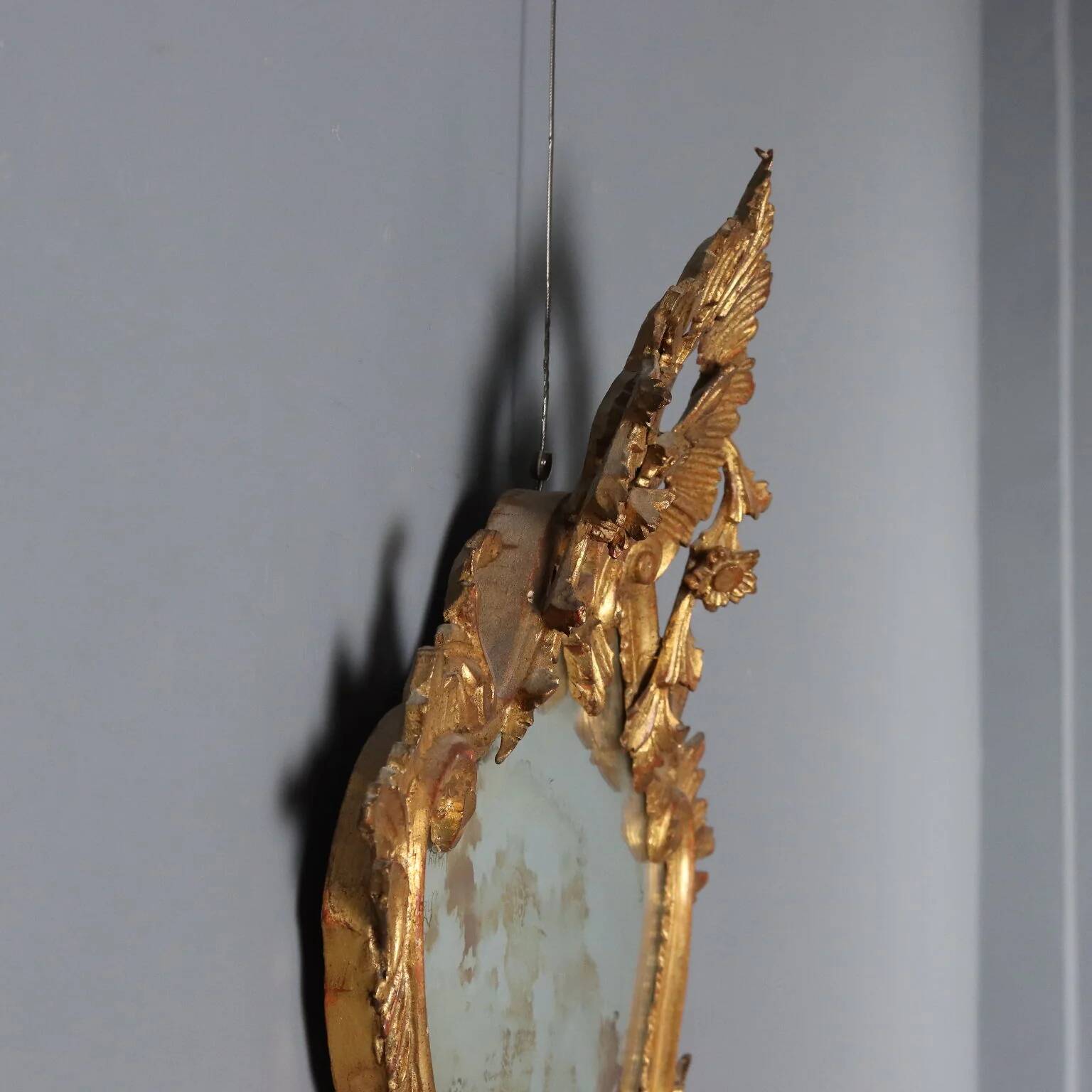 Antique baroque-style wooden mirror Italy 20th century