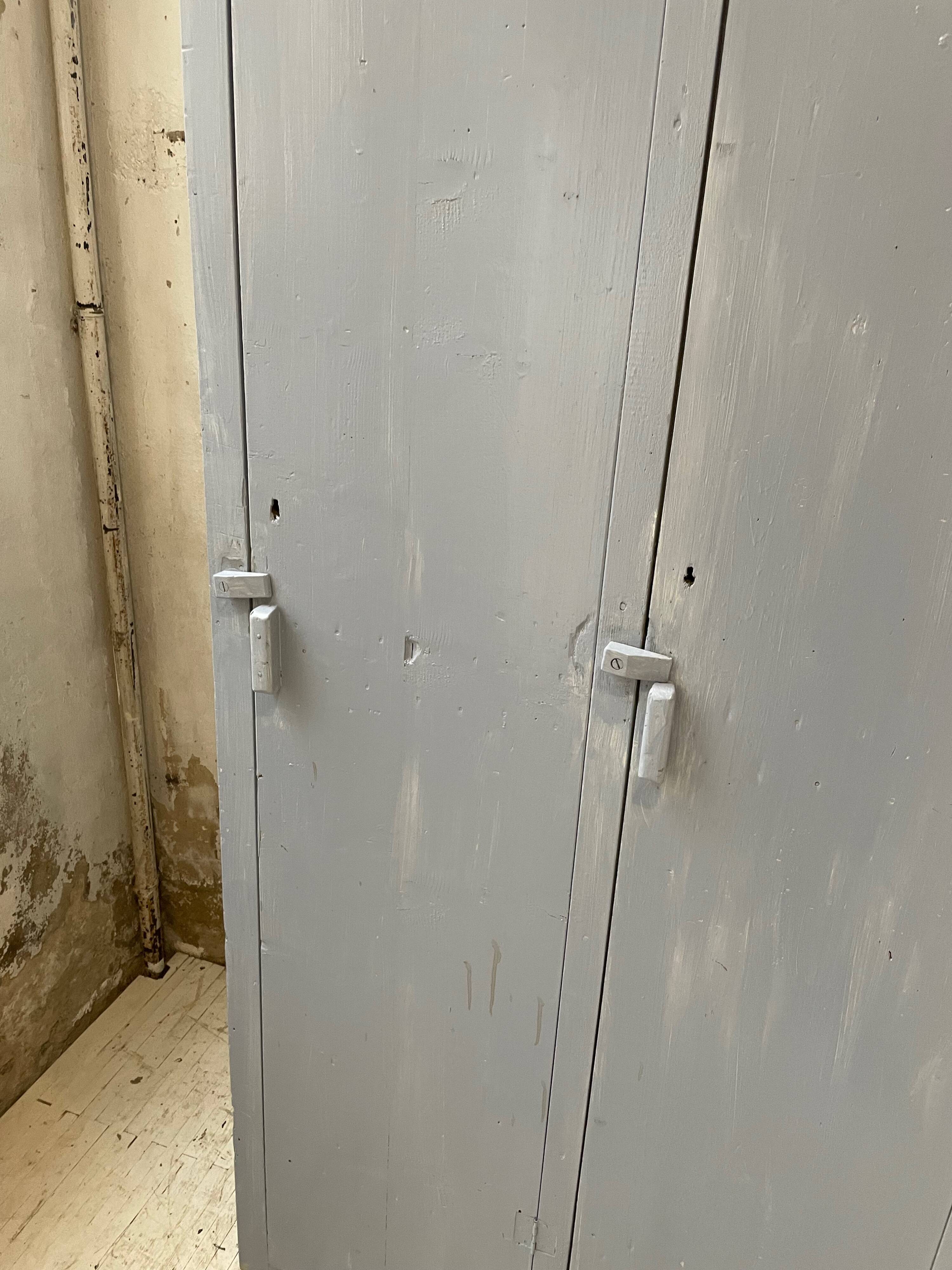Blue patinated workshop furniture locker room