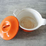 Old cast iron pot enamelled orange Le Creuset