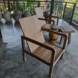 Armchair in natural wood (teak) minimalist design