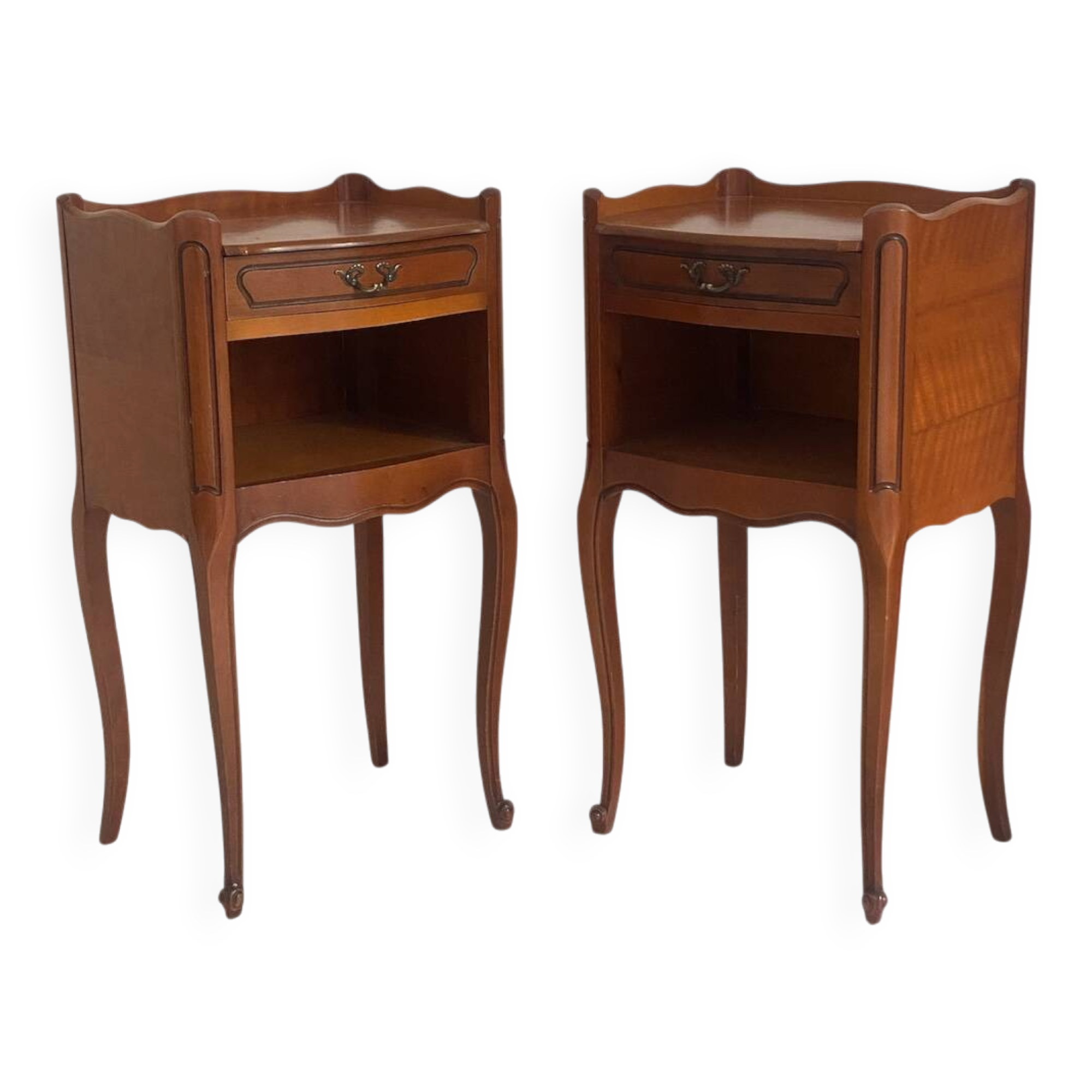 Pair of Louis XV style bedside tables in cherry wood.