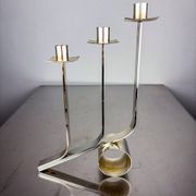 Art Deco 3-flame candelabra in stainless steel, France