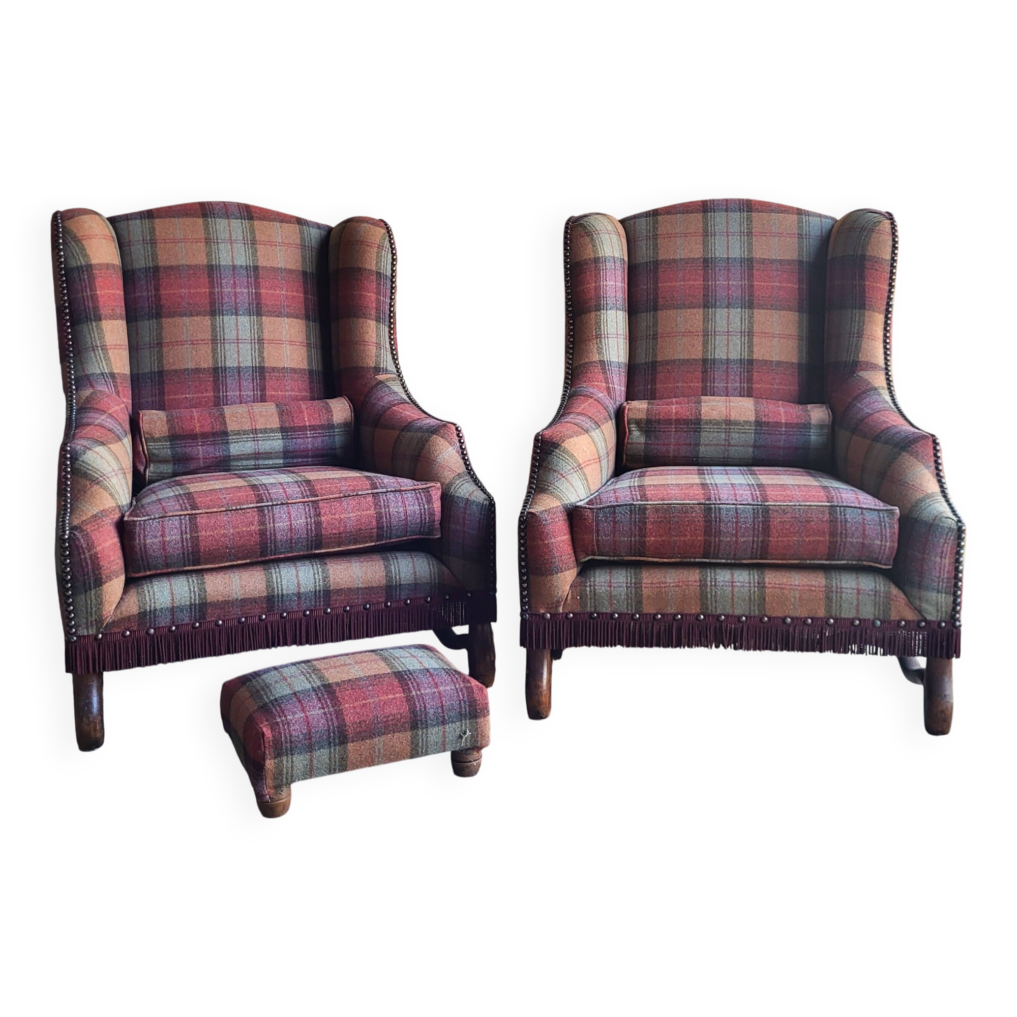 Pair of Louis XIII wingback armchairs