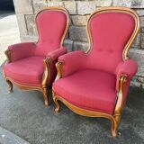 Paire de fauteuils style Louis Philippe, vintage, années 60