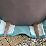 Paire de fauteuils crapaud velours vert d’eau 1970