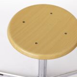 Set of 4 Vintage Industrial Stools 1970s, Chrome Adjustable Stools