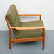 1960s armchair in cherrywood, new cushions in green