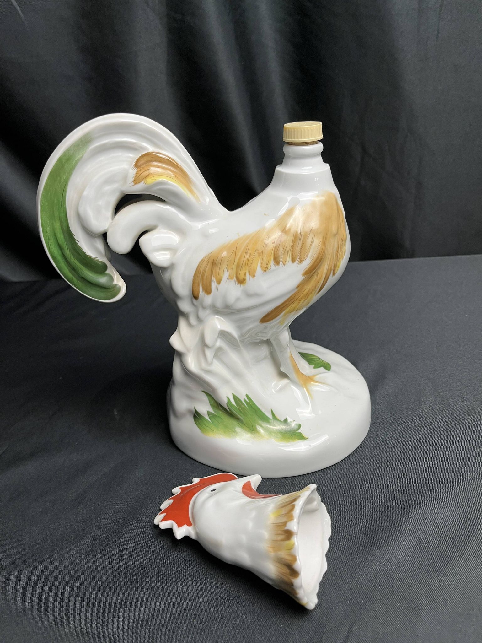 Raphael rooster-shaped digestive bottle promotional item, 20th century