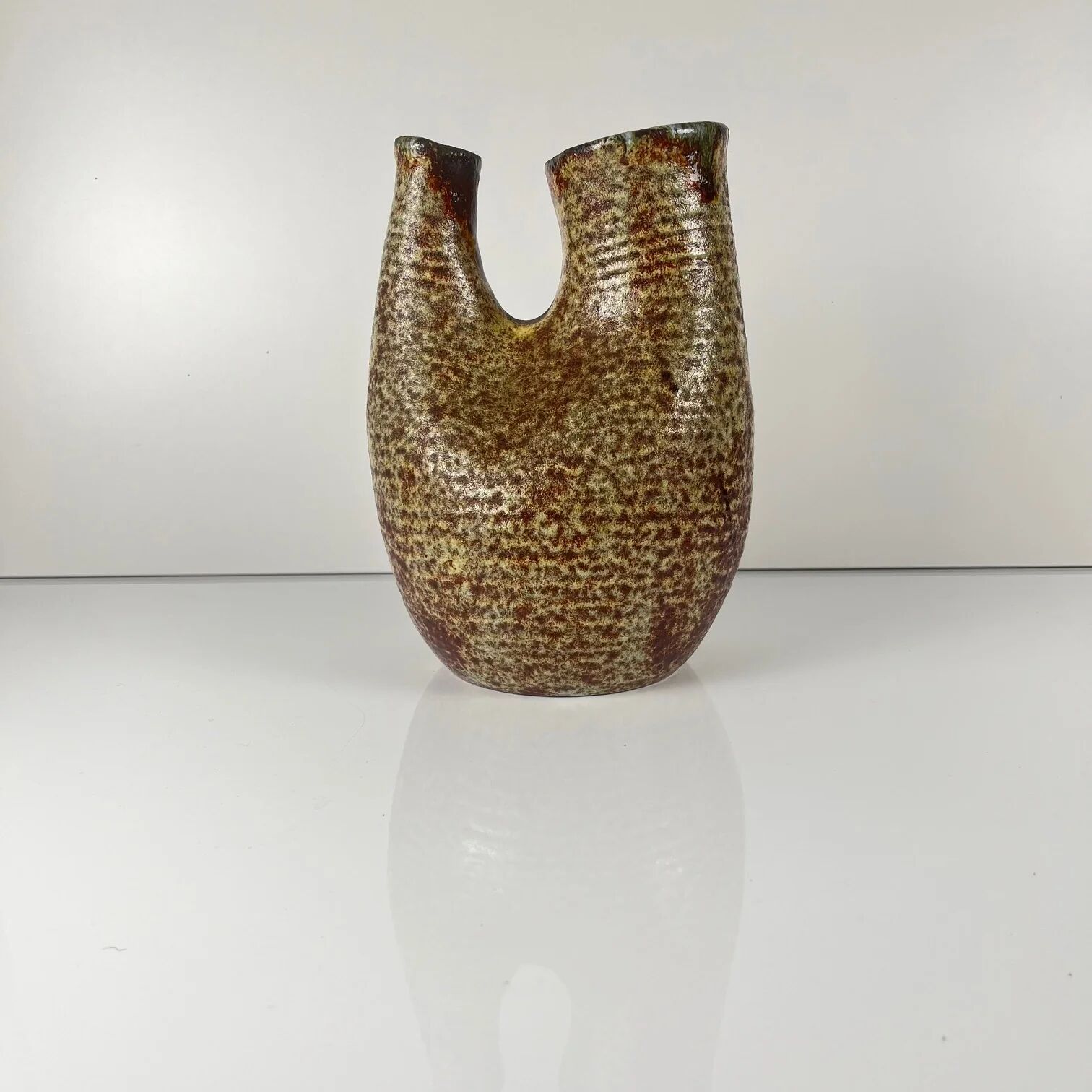 Double vase in the style of Accolay, speckled stoneware, 1960-70.
