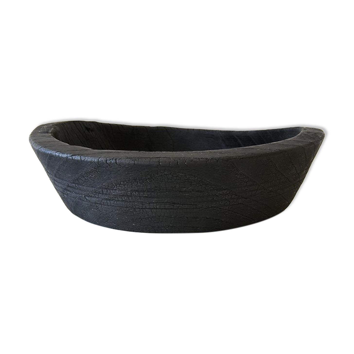 Cut / empty pocket in burning wood. shou-sugi-ban