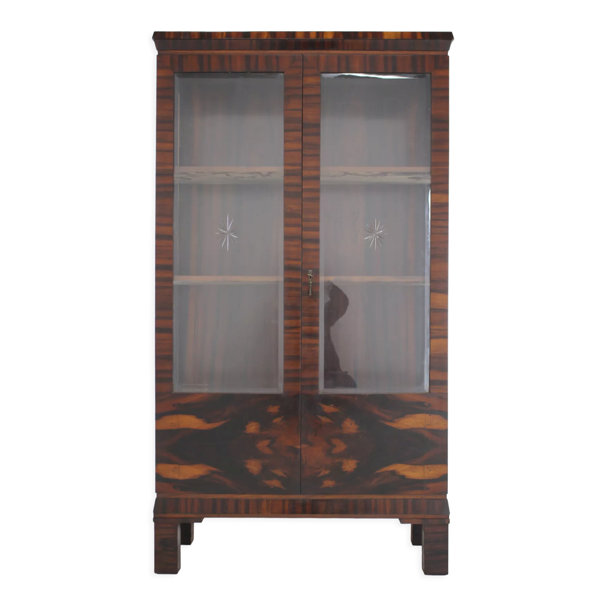 1930s art deco palisander and glass cabinet , czechoslovakia