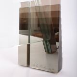 80s lamp in glass plates and mirrors, signed and numbered