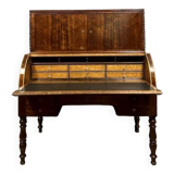 Important Louis Philippe Period Cylinder Desk / Restoration in speckled mahogany