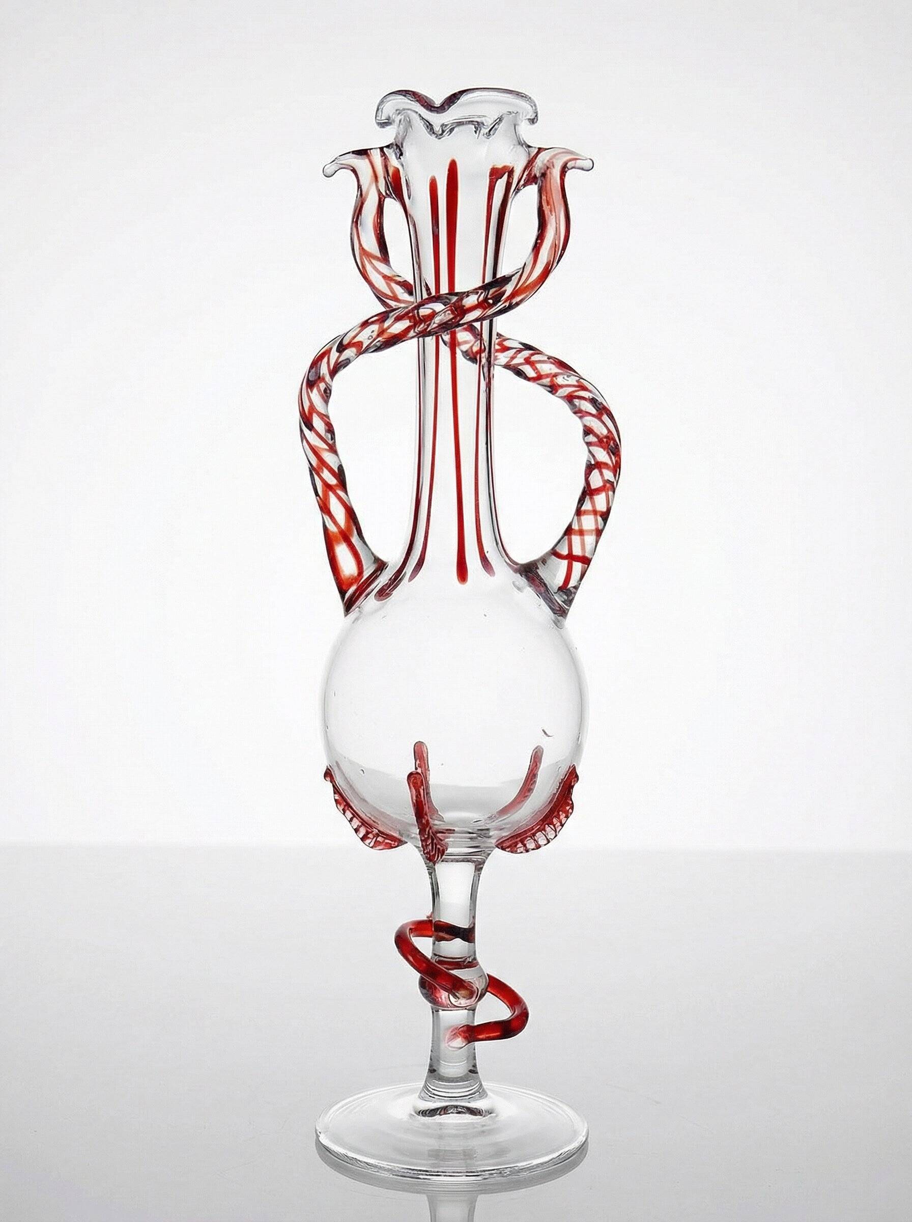 Vintage Murano blown glass soliflore vase 50-60 Filigrana/Zanfirico