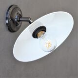White and black articulated wall lamp, opaline, bakelite and porcelain