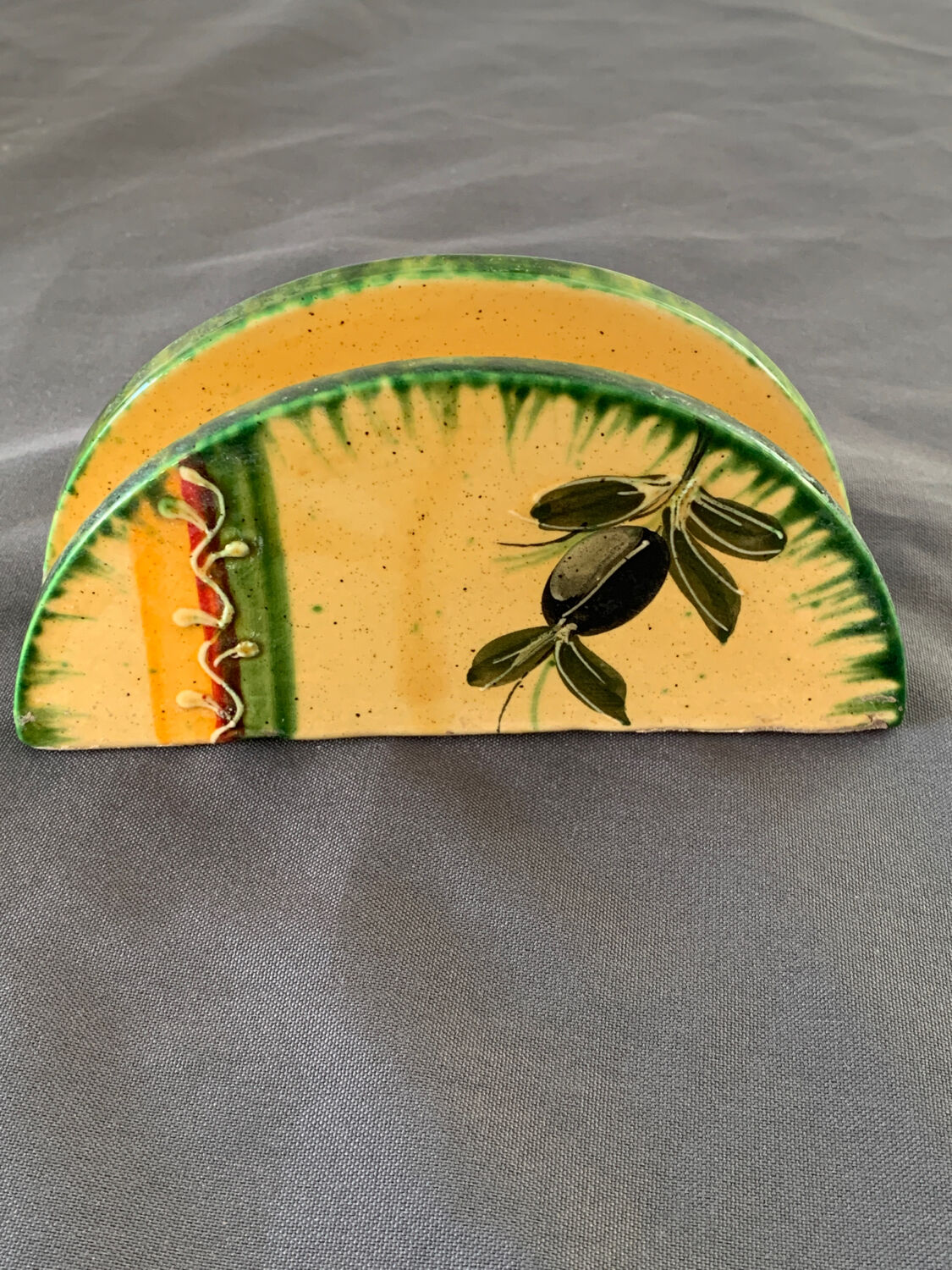 Olive decorative ceramic letter/napkin holder