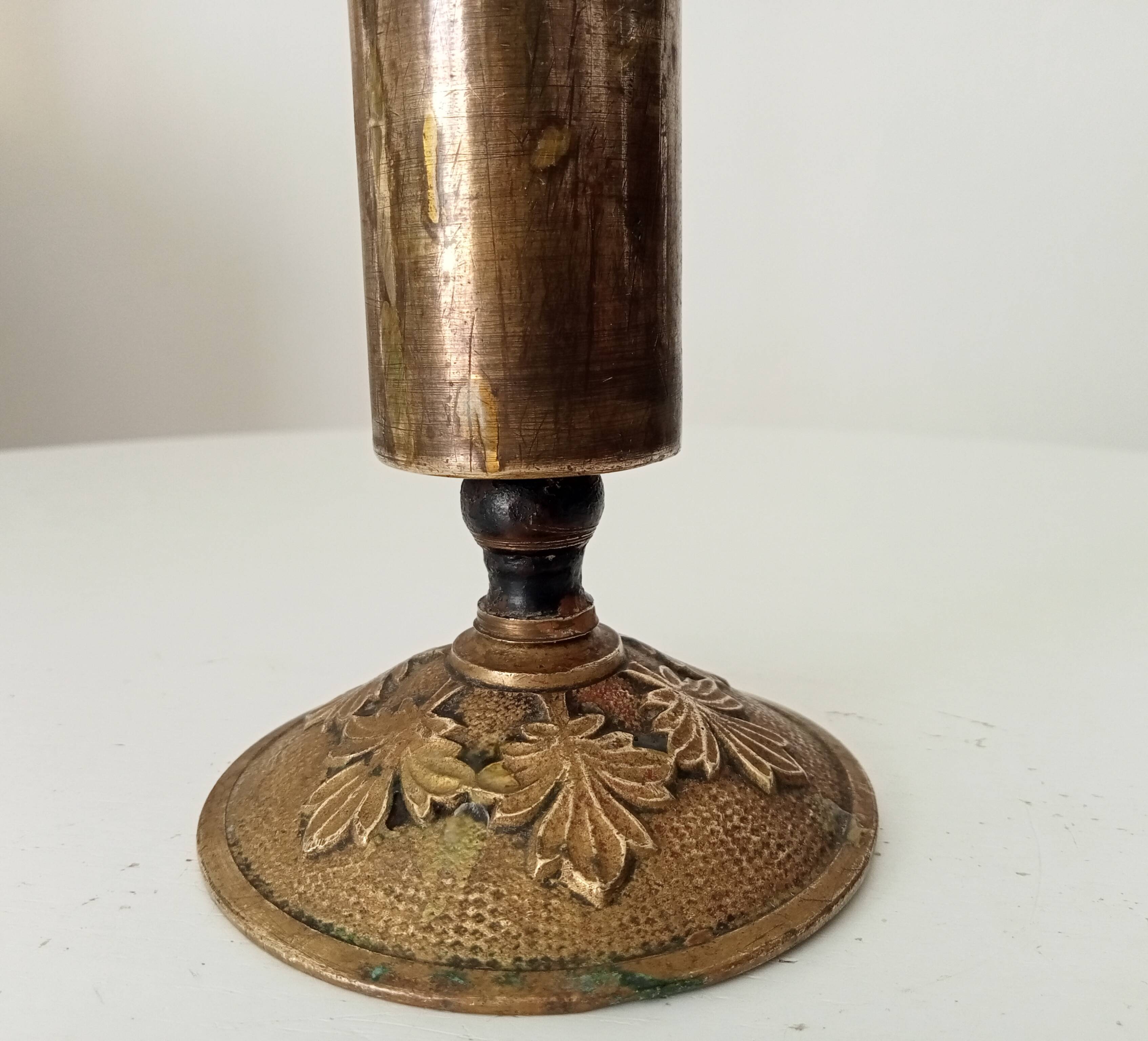 Antique folk art candle holder 1914/18