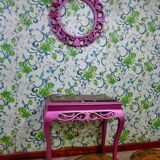 Console with marble and a mirror Louis XV pink style