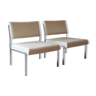 Pair of beige modernist easy chairs