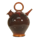 Cruche gargoulette vintage en céramique émail orange France XXème