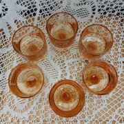6 small vintage orange glasses