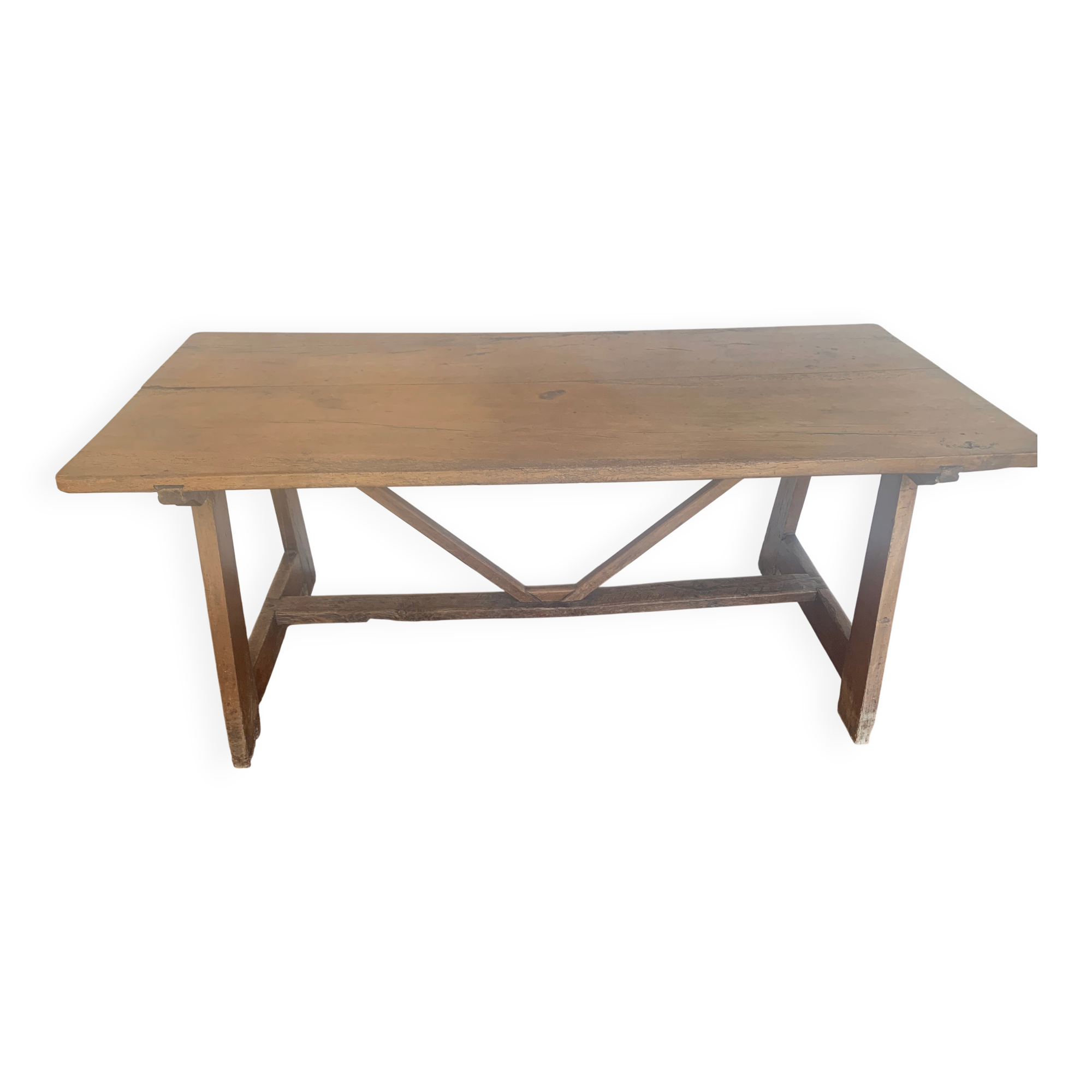 Large antique farmhouse table in solid wood – country/monastery spirit