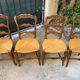 Set of 4 Provençal oak chairs with rush seats.
