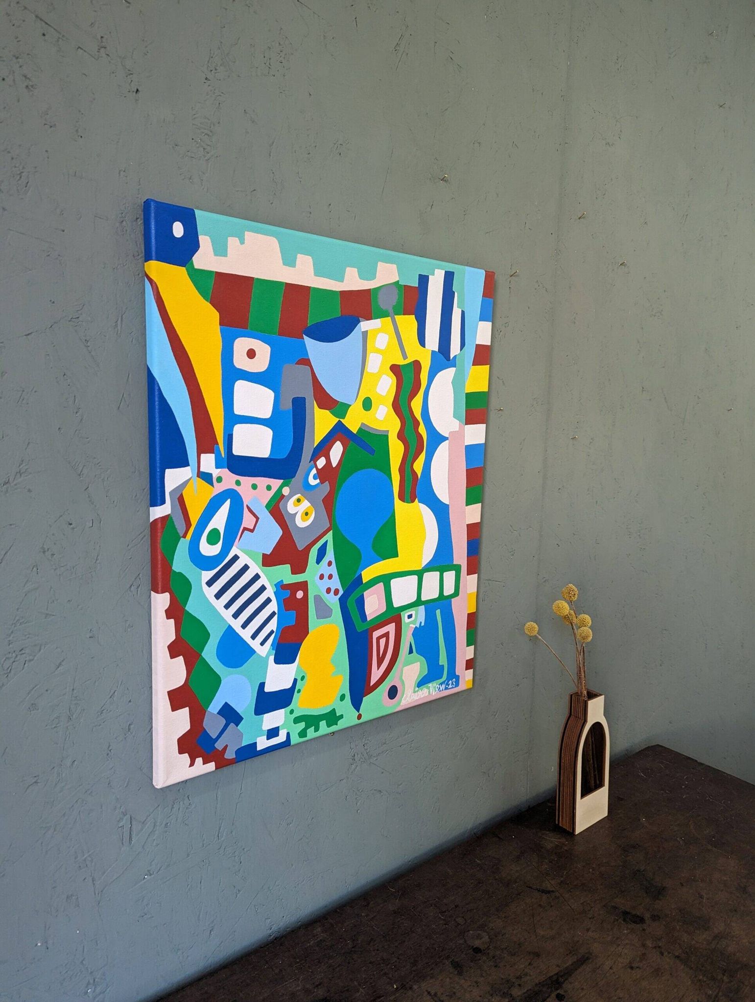 Contemporary Abstract Painting "Blue Tiger" 2023 Unframed Acrylic on Canvas