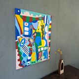 Contemporary Abstract Painting "Blue Tiger" 2023 Unframed Acrylic on Canvas