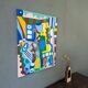 Peinture abstraite contemporaine « Blue Tiger » 2023 Acrylique non encadré sur toile