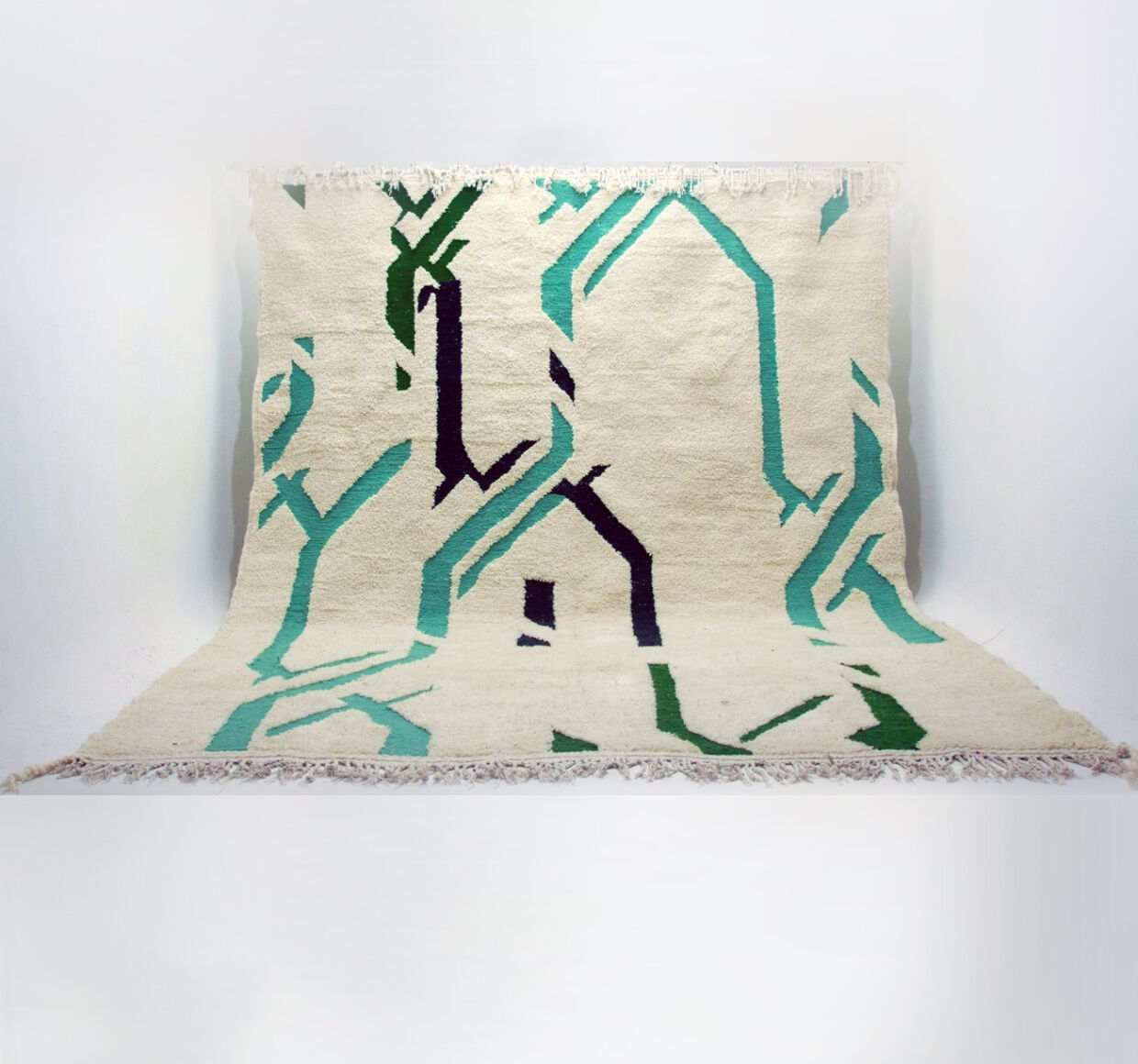 AIRLINES, Moroccan carpet beni ouarain wool, Moroccan handmade, signed designer khalil minka