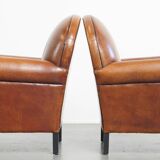 Lot de 2 chaises vintage en cuir de mouton