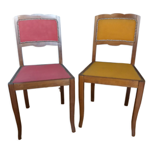 2 chaises tapissées et bois Art