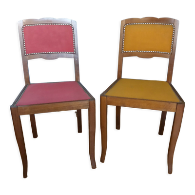 2 chaises tapissées et bois Art Déco