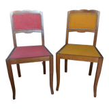 2 Art Deco upholstered and wood chairs