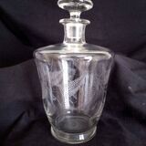 Carafe à spiritueux en cristal fin gravé motifs fougère