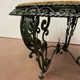 Round living room table in wrought iron and marble XX century