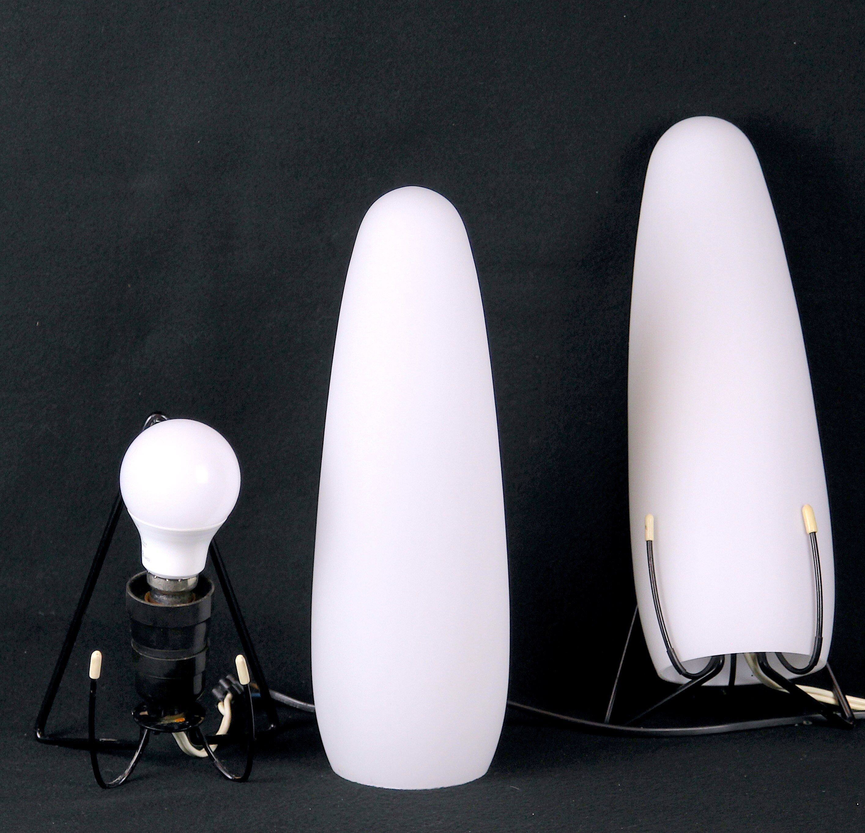 Pair of black and white opaline wall lamps, Louis Kalff 1970's, France