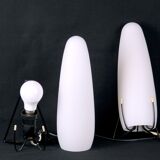 Pair of black and white opaline wall lamps, Louis Kalff 1970's, France