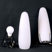 Pair of black and white opaline wall lamps, Louis Kalff 1970's, France