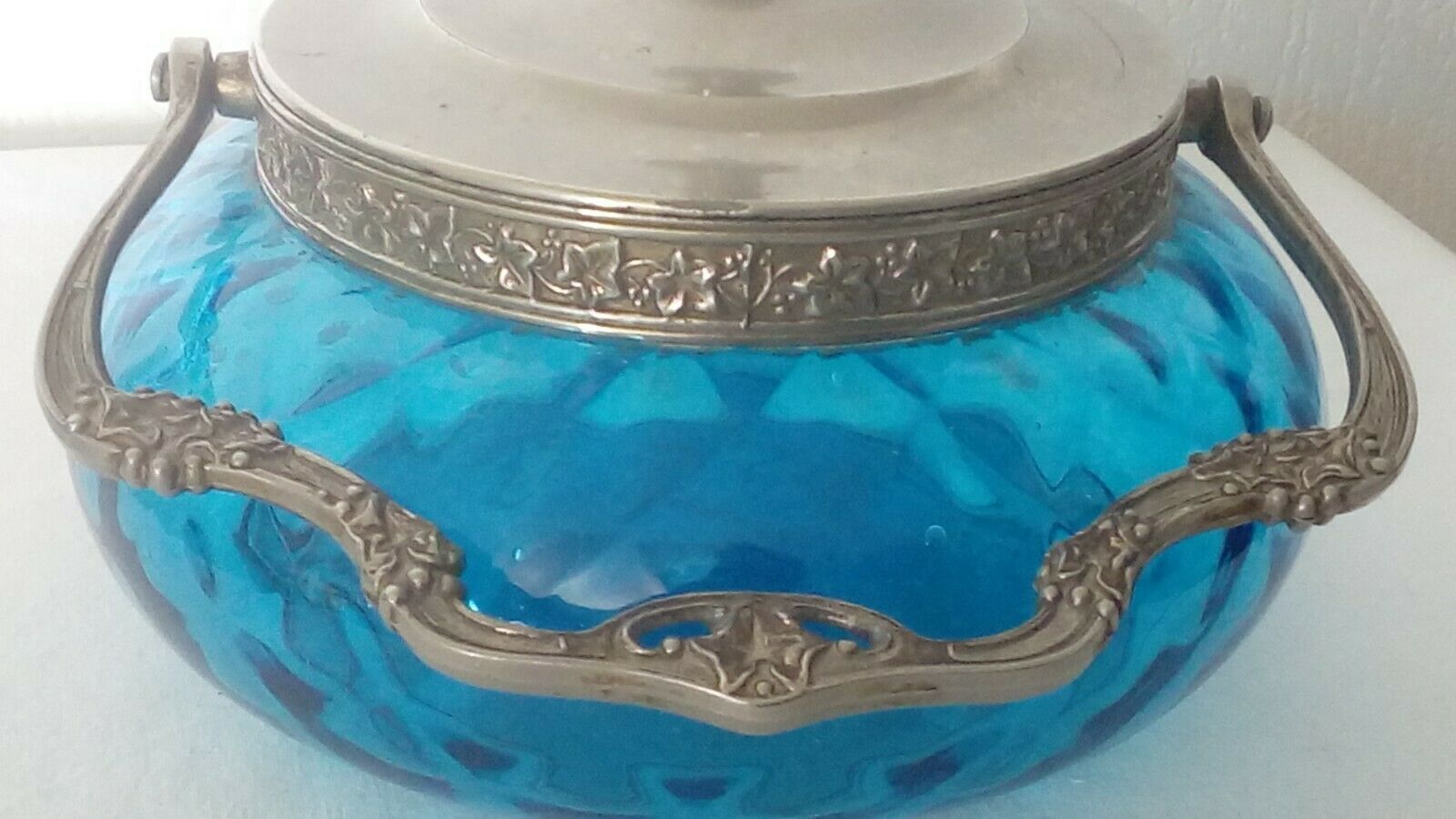 Pot to biscuit in verre bleu epoque art new debut xxy