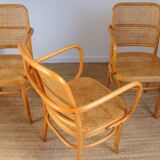 Set of 4 wooden and cane chairs model Prague 811 by Josef Hoffmann