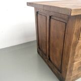 Solid oak trade counter, six drawers, France, circa 1920.