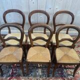 Set of 6 Louis Philippe straw chairs