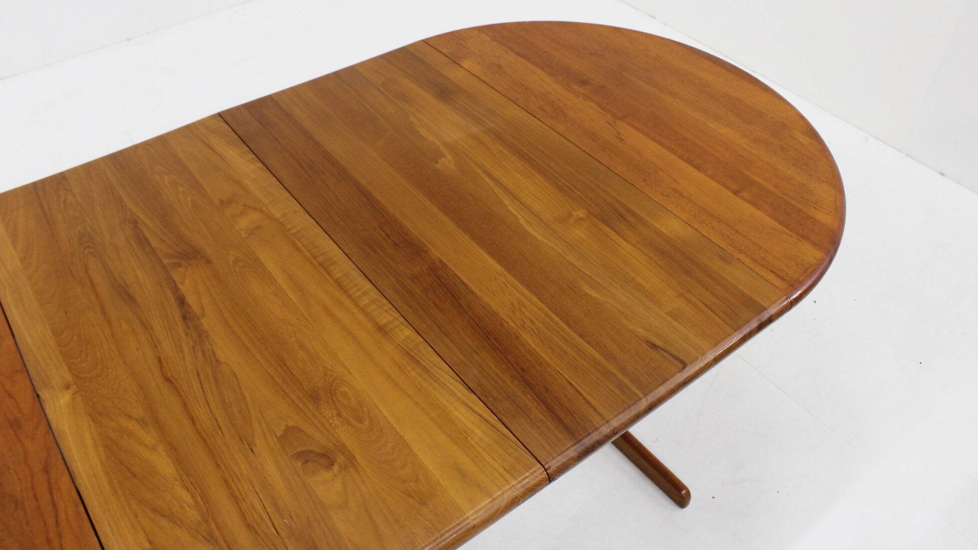 Vintage Danish round extendable dining table solid teak 1960s