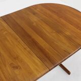 Vintage Danish round extendable dining table solid teak 1960s