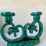 Pair of Vallauris candlesticks in woven ceramic
