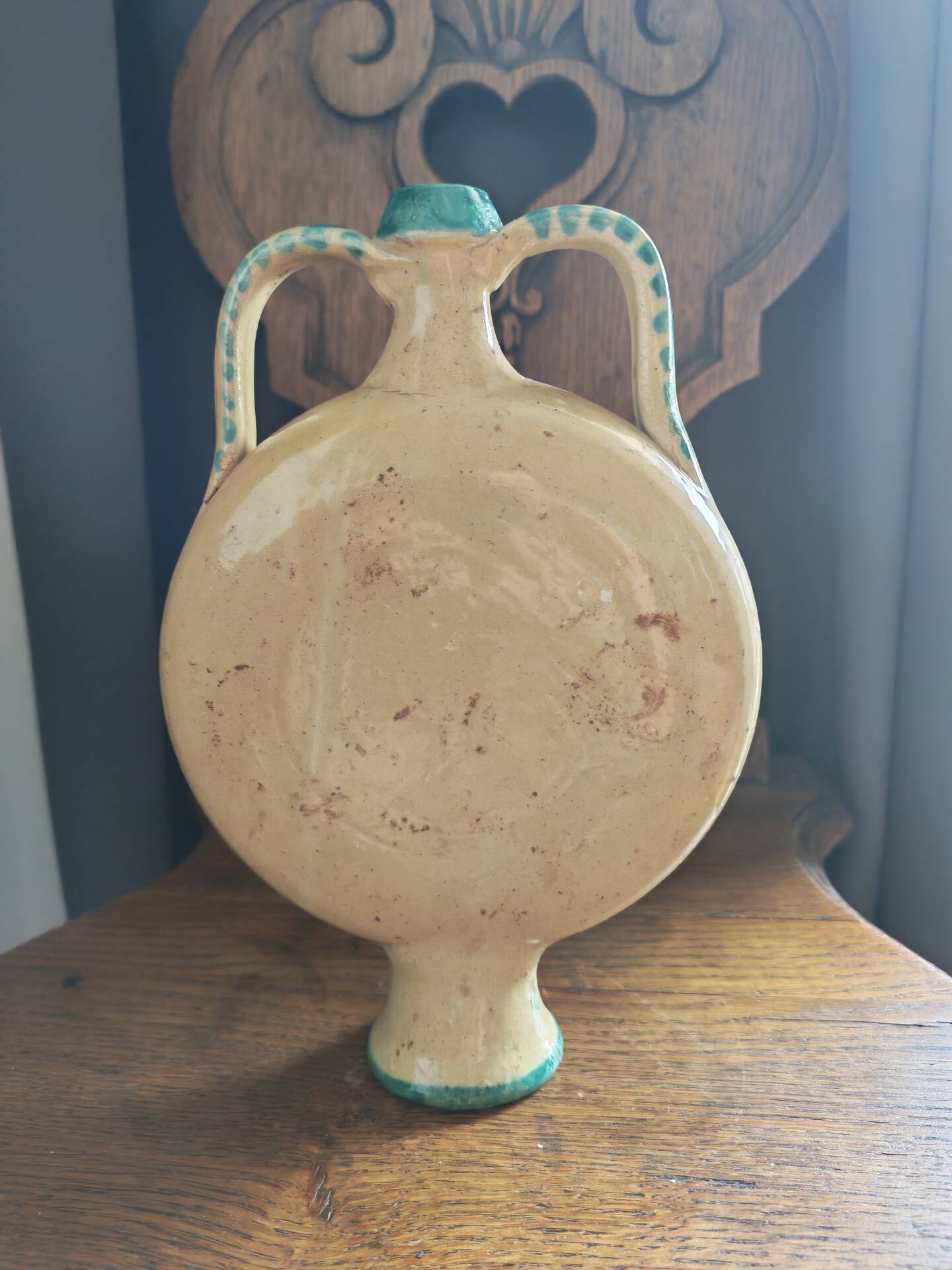 Vase gourde ancienne en céramique d'art hongrois
