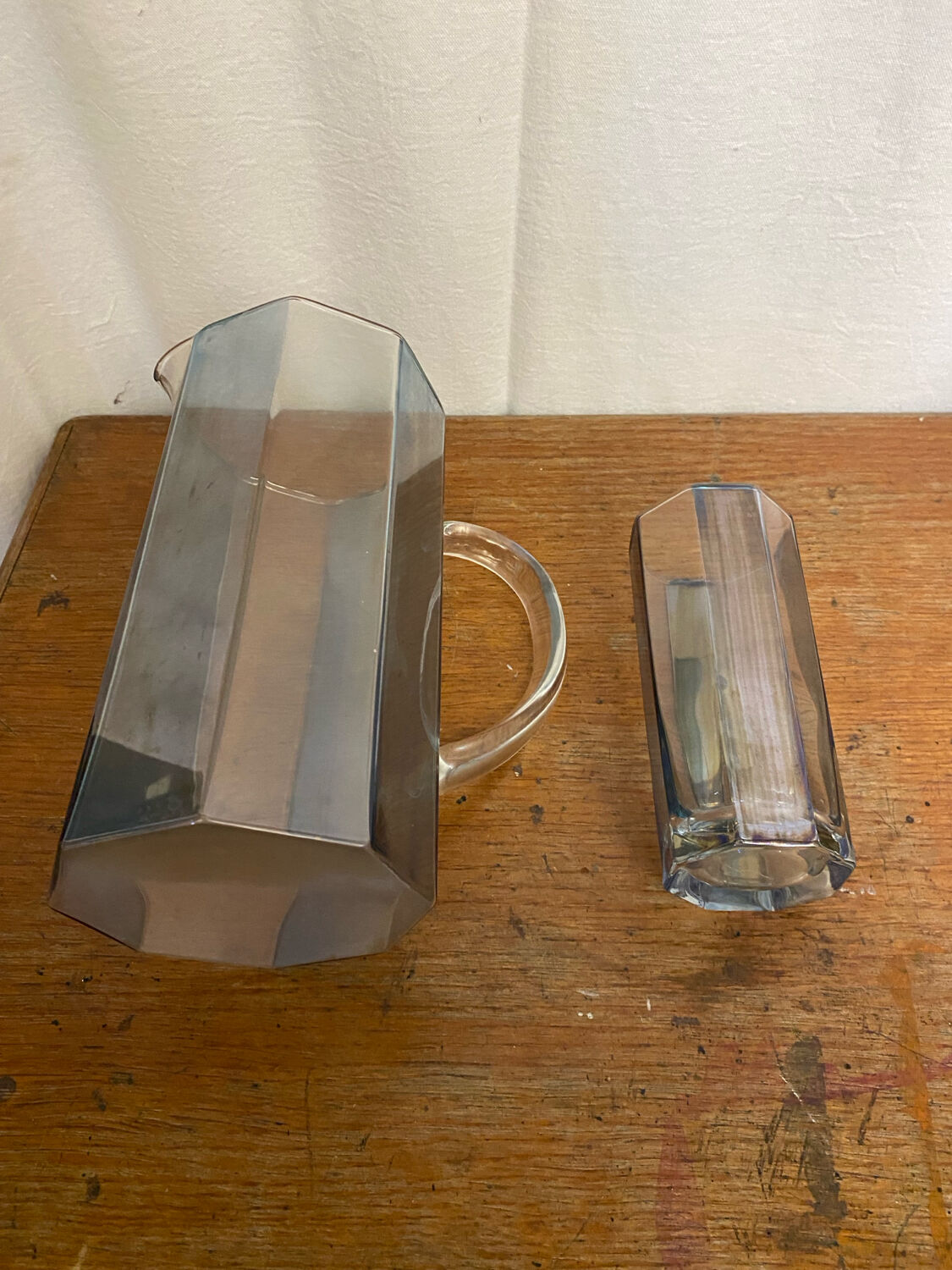 OCTIME Octagonal Orangeade Carafe with Molded Glass and 6 Wine Glasses