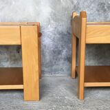 Pair of bedside tables NF Prestige solid elm furnishing - 1970